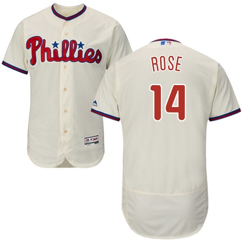 Phillies #14 Pete Rose Cream Flexbase Authentic Collection Stitched MLB Jersey - Click Image to Close